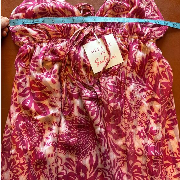 Pink Gold Metallic Beautiful Maxi Dress Romantic Feminine Resort Wear NWT - Picture 5 of 6